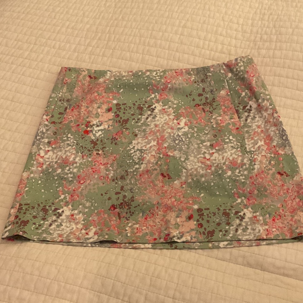 J. Crew Green and Pink Floral Mini Skirt